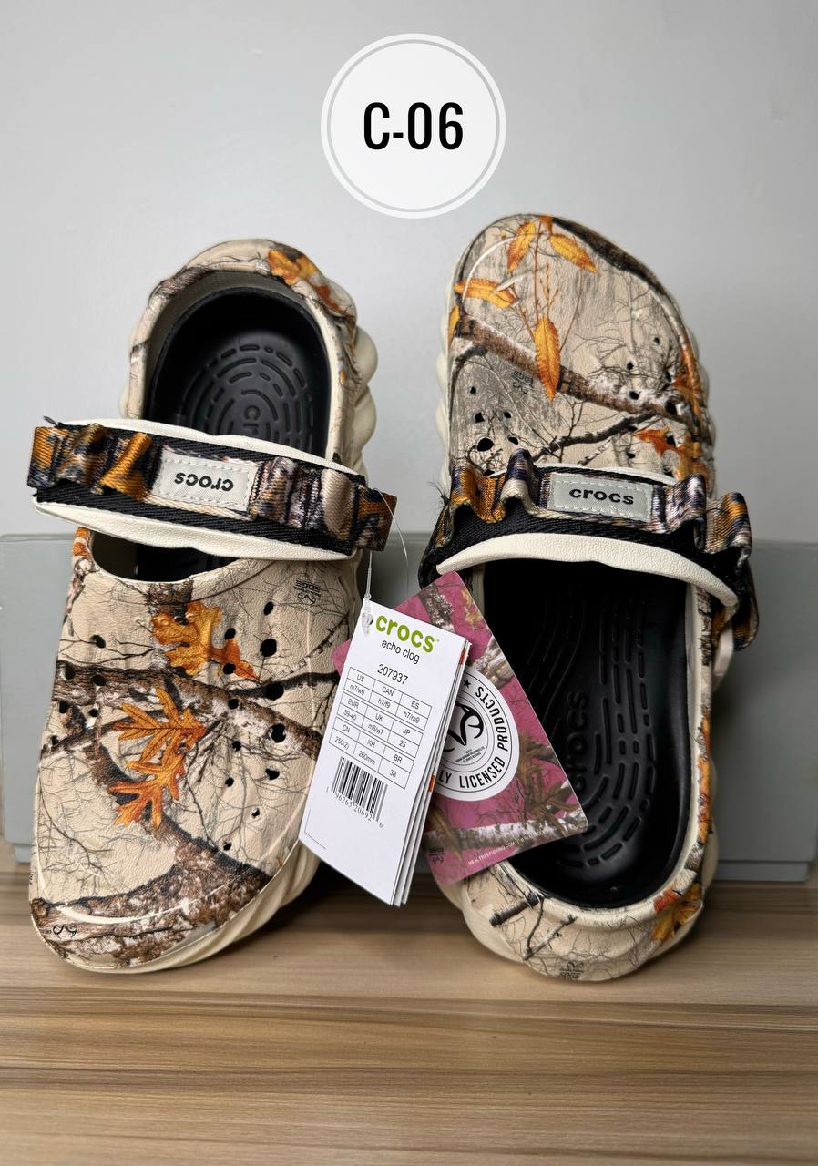 Designed Cream Crocs C-06