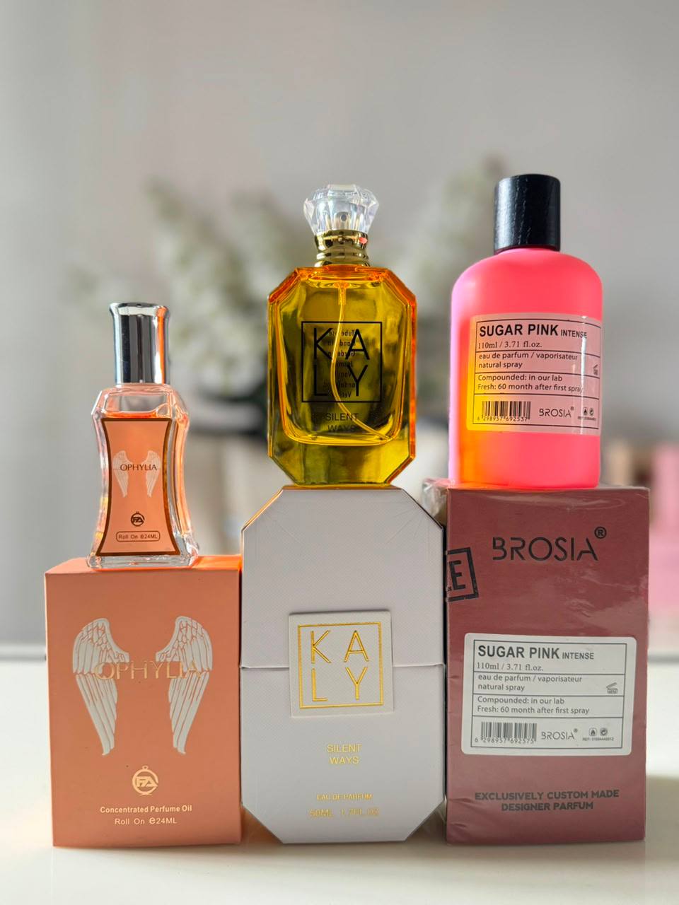 Sugar Pink Intense x Kaly Silent Ways x FA Ophylia Oil Impression Perfume Combo