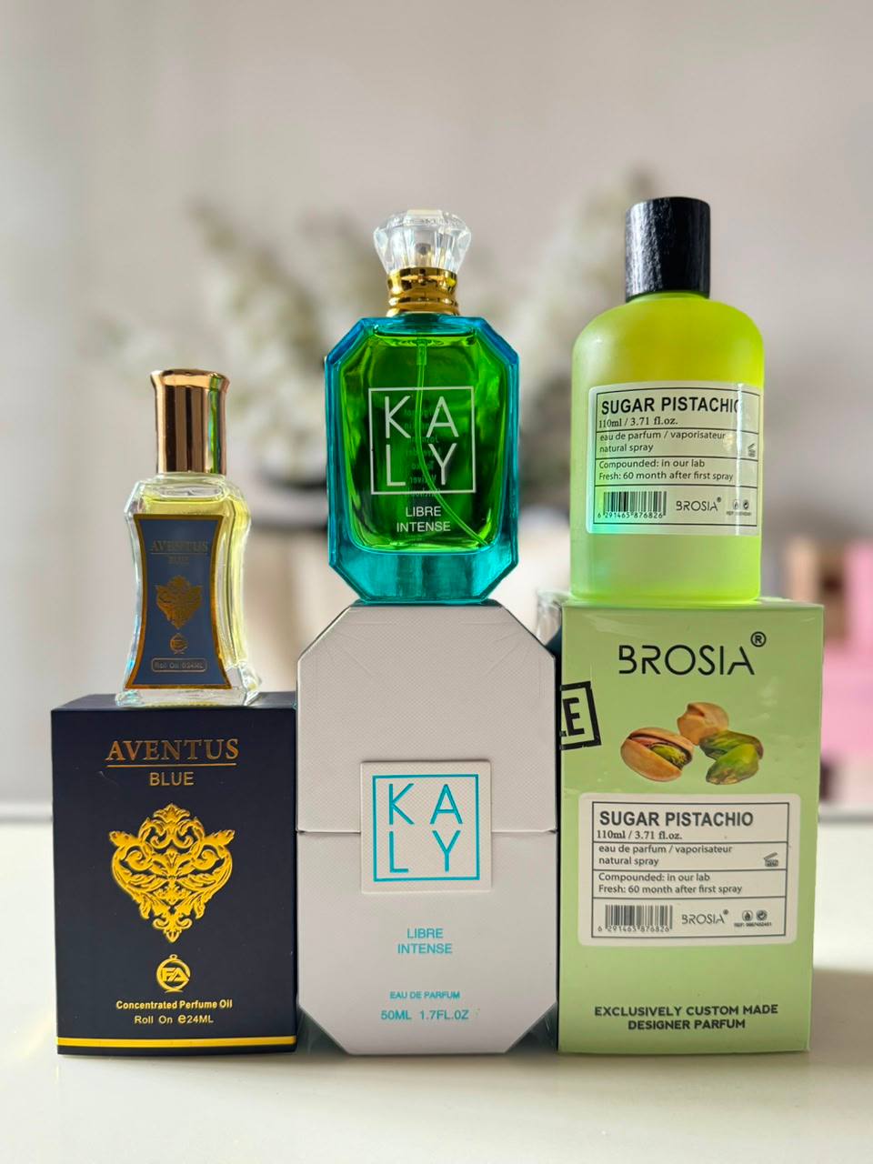 Sugar Pistachio Brosia x Kaly Libre Intense x Aventus Blue Oil Impression Perfume Combo