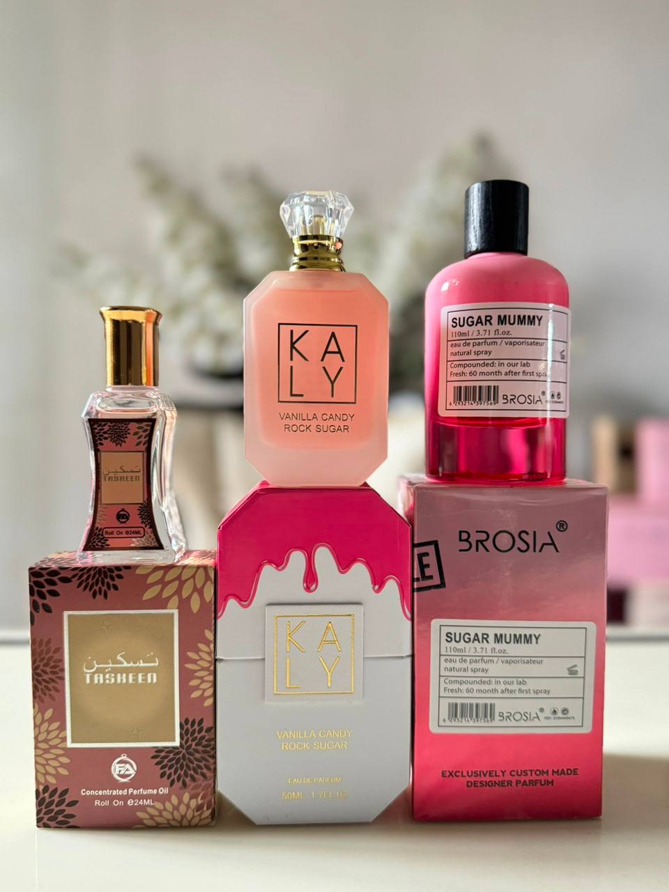 Sugar Mummy Brosia x Kaly Vanilla Candy Rock Sugar x Taskeen Oil Impression Perfume Combo