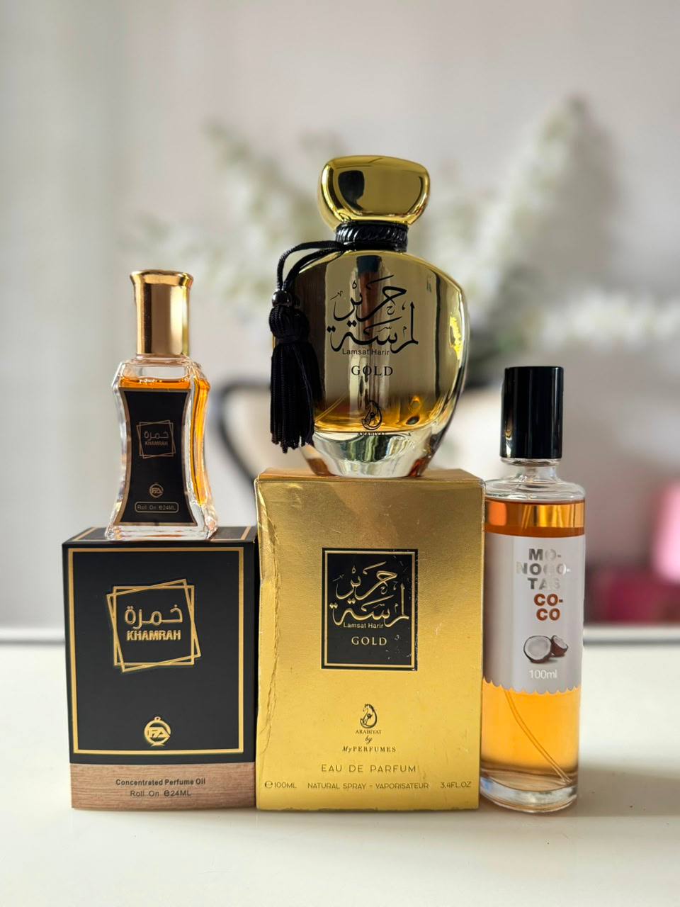 Lamsat Gold x Khamrah Oil Impression x Coco Body Mist Perfume Combo