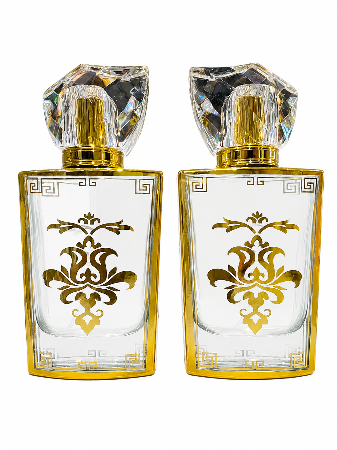 Crystal-Capped Golden Perfume Bottle