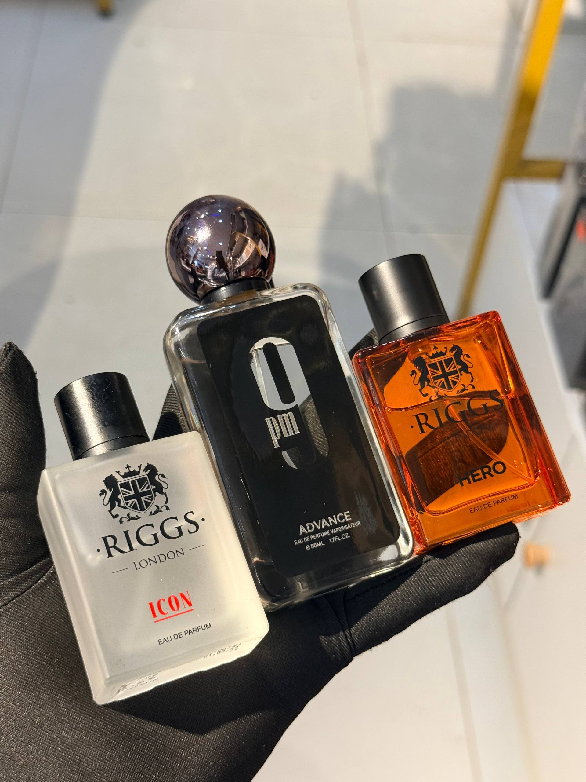 9PM Black Advance x Riggs Icon x Riggs Hero Perfume Combo