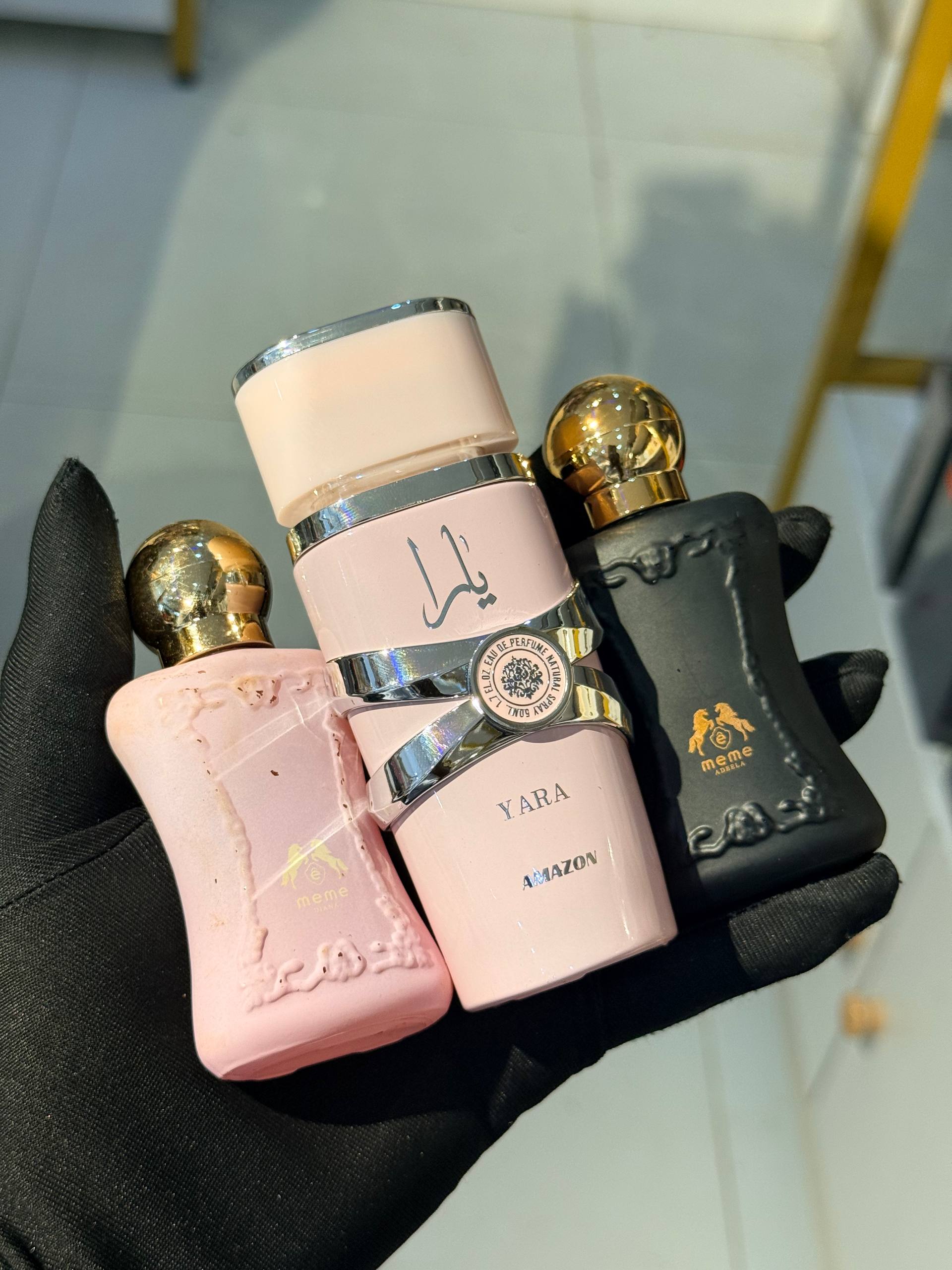 Yara Pink x Meme Delina Black x Meme Delina Pink Perfume Combo